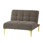 Canapé-lit futon convertible en tissu Teddy avec pieds en métal doré