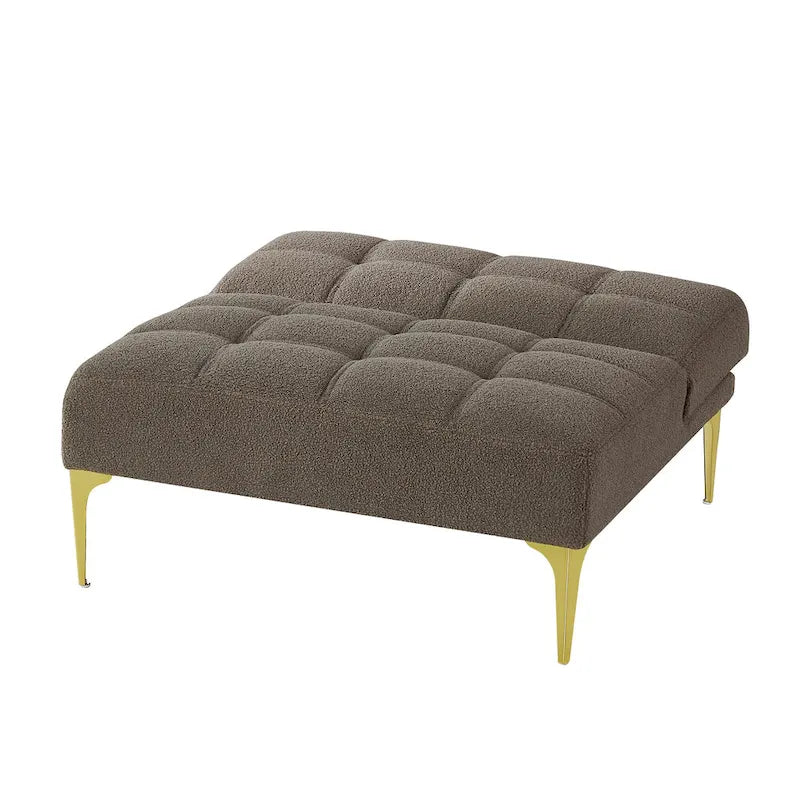 Canapé-lit futon convertible en tissu Teddy avec pieds en métal doré