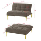 Canapé-lit futon convertible en tissu Teddy avec pieds en métal doré