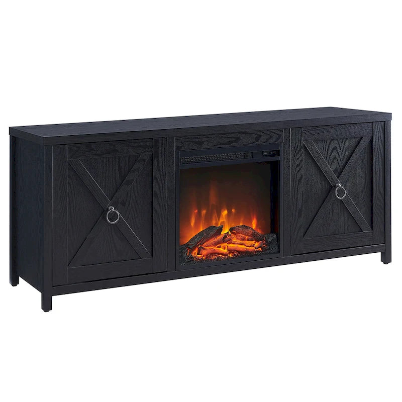 Table basse tournante 3 niveaux en bois, finition chêne noir, ronde 80 cm