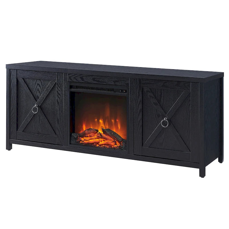Table basse tournante 3 niveaux en bois, finition chêne noir, ronde 80 cm