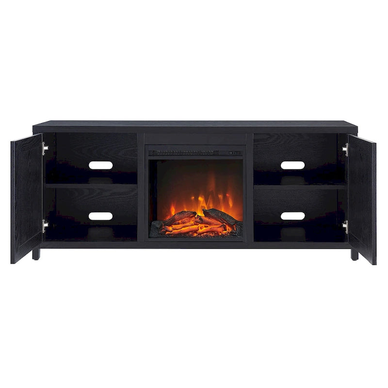 Table basse tournante 3 niveaux en bois, finition chêne noir, ronde 80 cm