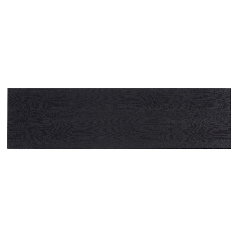 Table basse tournante 3 niveaux en bois, finition chêne noir, ronde 80 cm