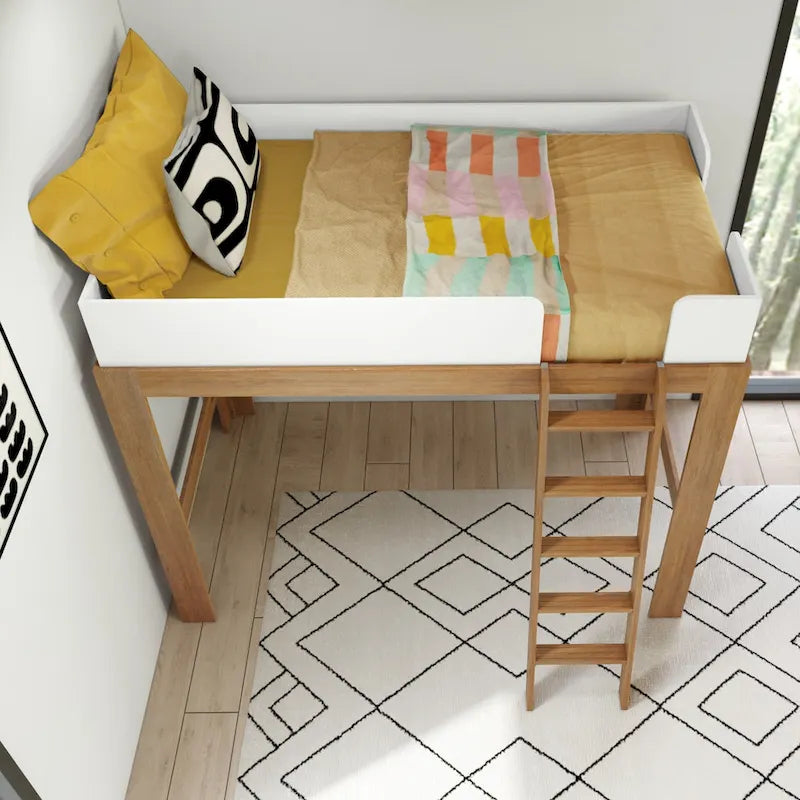Lit mezzanine haut pour lit jumeau, style milieu de siècle