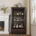 55.1H Buffet Laqué, Armoire de Rangement, Portes en Verre, Bibliothèque