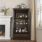 55.1H Buffet Laqué, Armoire de Rangement, Portes en Verre, Bibliothèque