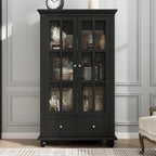 55.1H Buffet Laqué, Armoire de Rangement, Portes en Verre, Bibliothèque