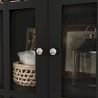 55.1H Buffet Laqué, Armoire de Rangement, Portes en Verre, Bibliothèque