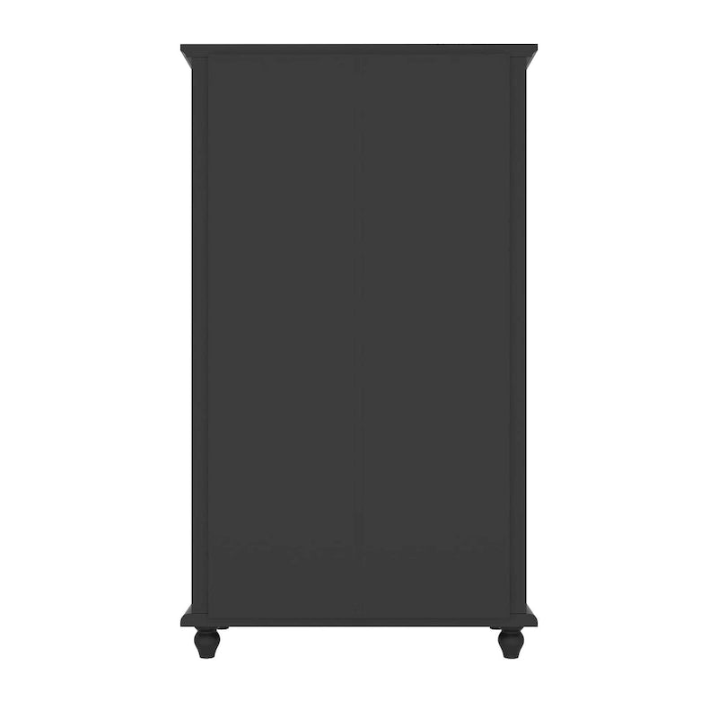 55.1H Buffet Laqué, Armoire de Rangement, Portes en Verre, Bibliothèque