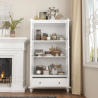 55.1H Buffet Laqué, Armoire de Rangement, Portes en Verre, Bibliothèque