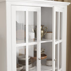 55.1H Buffet Laqué, Armoire de Rangement, Portes en Verre, Bibliothèque