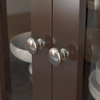 55.1H Buffet Laqué, Armoire de Rangement, Portes en Verre, Bibliothèque
