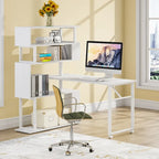 Bureau d'angle rotatif en L avec étagère à 5 niveaux
