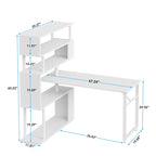 Bureau d'angle rotatif en L avec étagère à 5 niveaux