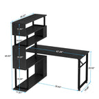 Bureau d'angle rotatif en L avec étagère à 5 niveaux