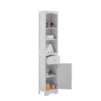 Meuble de salle de bain haut, meuble de rangement autonome avec tiroir, panneau MDF, étagère réglable, blanc