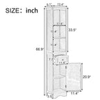 Meuble de salle de bain haut, meuble de rangement autonome avec tiroir, panneau MDF, étagère réglable, blanc