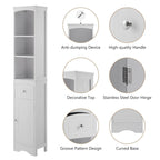 Meuble de salle de bain haut, meuble de rangement autonome avec tiroir, panneau MDF, étagère réglable, blanc