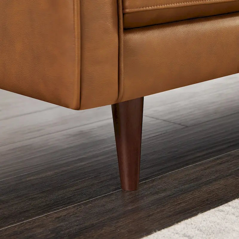 Canapé d'angle sectionnel en cuir supérieur Lester Tufted Modern pour salon, couleur cognac