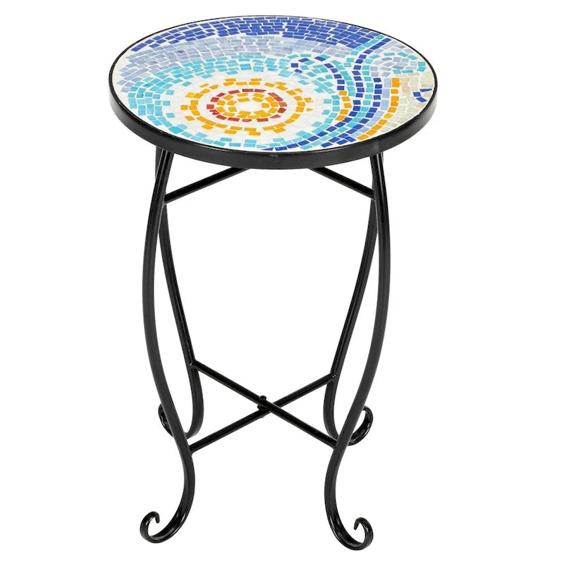Table de bistrot/Table basse en mosaïque ronde ciment