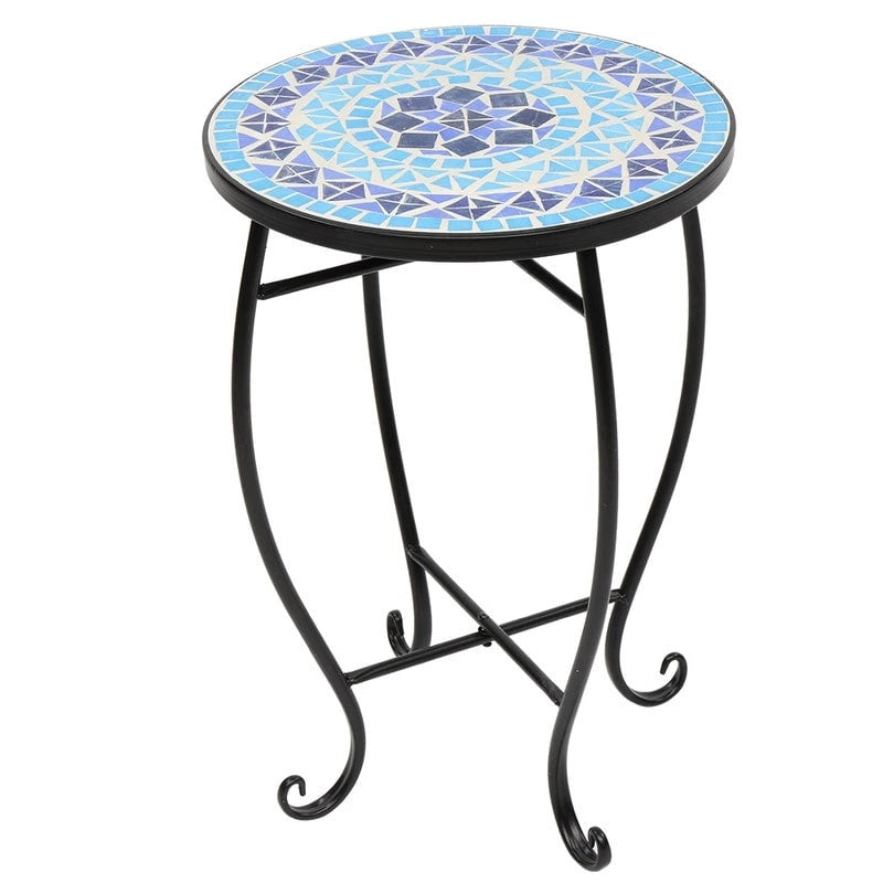 Table de bistrot/Table basse en mosaïque ronde ciment