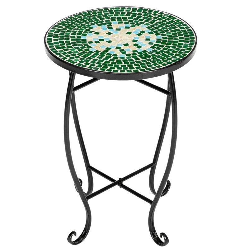 Table de bistrot/Table basse en mosaïque ronde ciment
