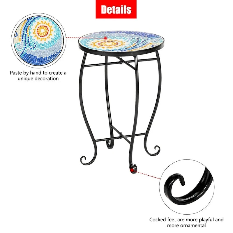 Table de bistrot/Table basse en mosaïque ronde ciment