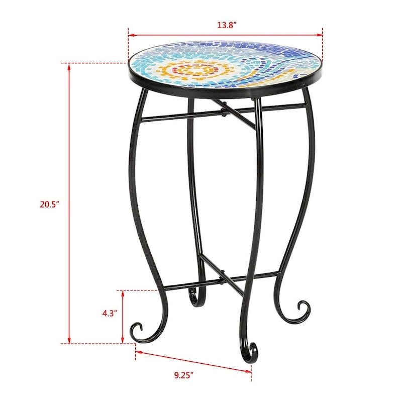 Table de bistrot/Table basse en mosaïque ronde ciment