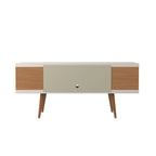Console meuble TV de 53 po avec 4 étagères et pieds évasés en bois massif