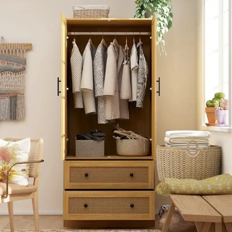Armoire moderne avec tiroirs - Penderie en bois pour rangement