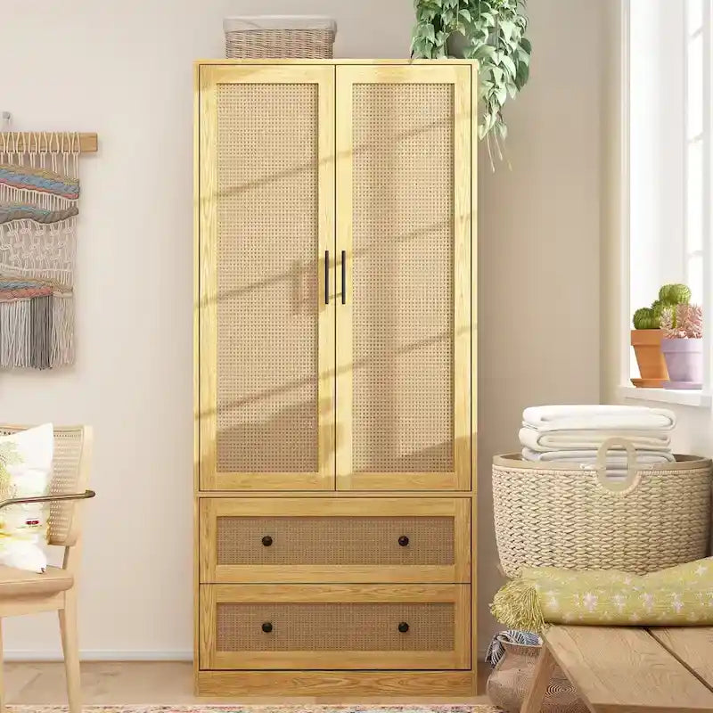 Armoire moderne avec tiroirs - Penderie en bois pour rangement