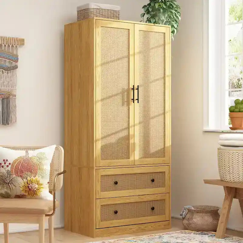 Armoire moderne avec tiroirs - Penderie en bois pour rangement