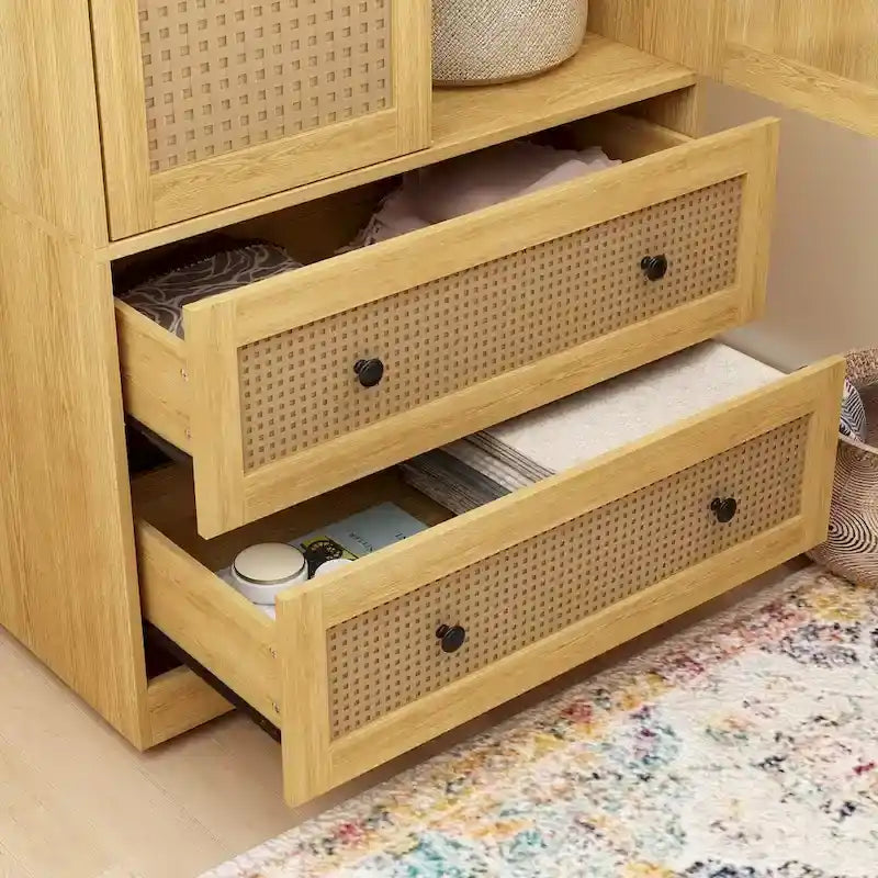 Armoire moderne avec tiroirs - Penderie en bois pour rangement