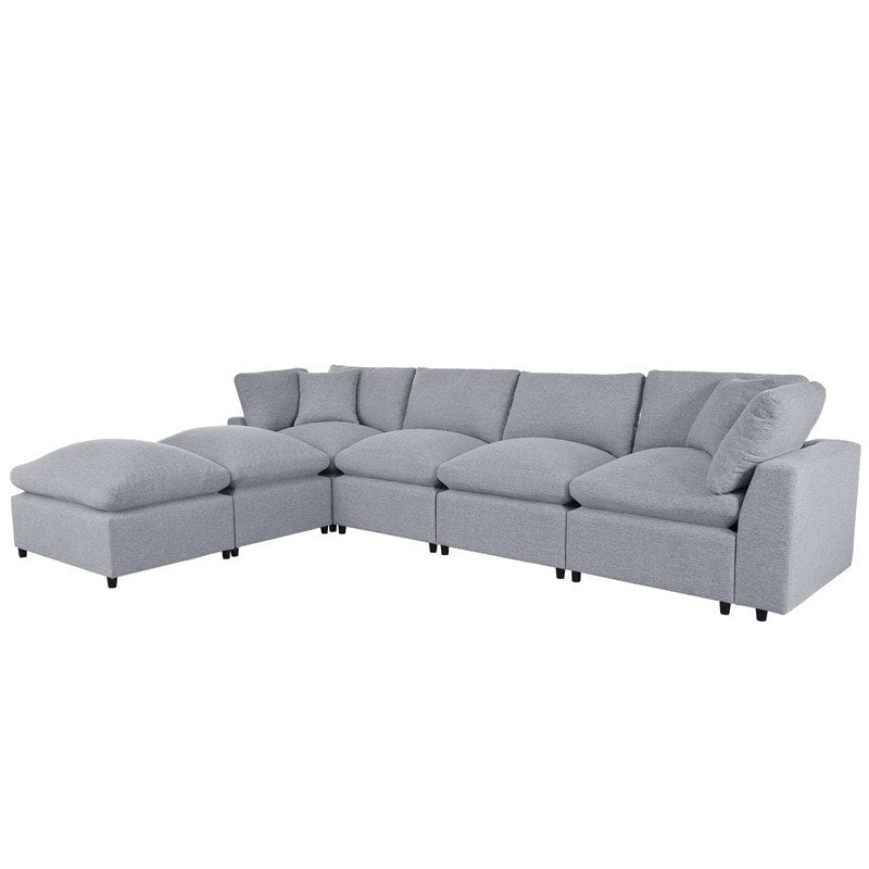 Canapé d'angle en U, 2 grandes méridiennes avec poufs amovibles