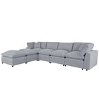 Canapé d'angle en U, 2 grandes méridiennes avec poufs amovibles