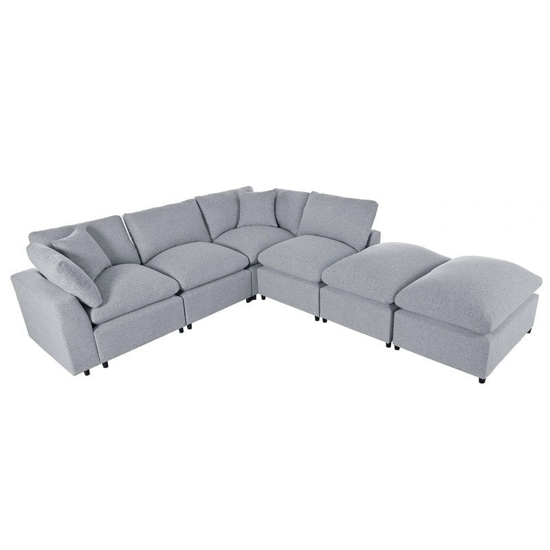 Canapé d'angle en U, 2 grandes méridiennes avec poufs amovibles