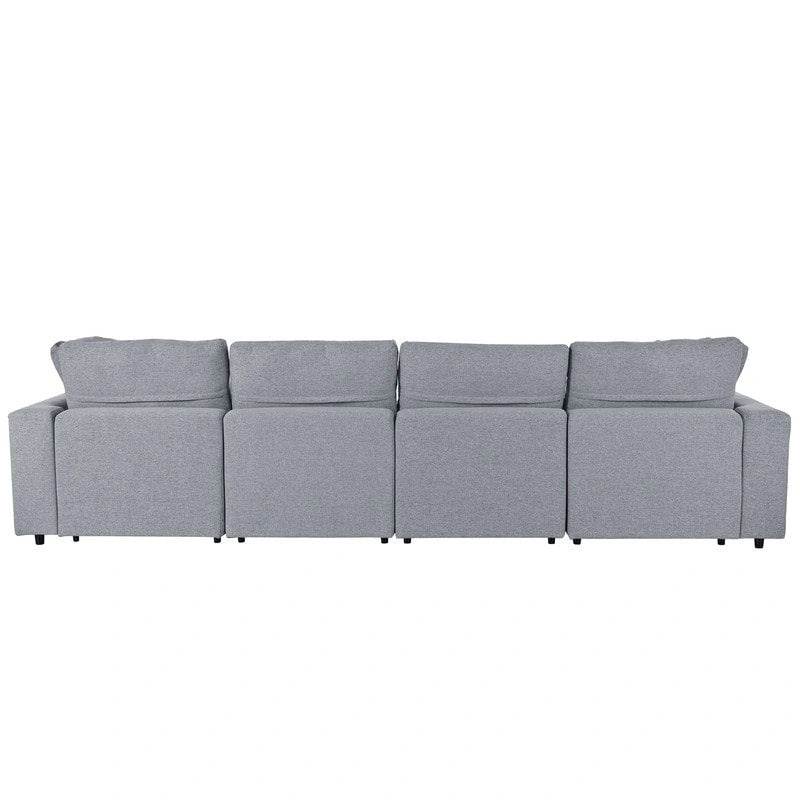 Canapé d'angle en U, 2 grandes méridiennes avec poufs amovibles