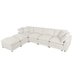 Canapé d'angle en U, 2 grandes méridiennes avec poufs amovibles