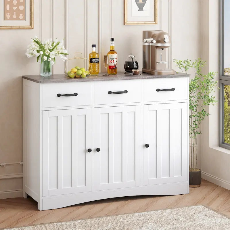 Buffet de ferme 42,5 po, armoire de rangement de cuisine en bois moderne avec étagère réglable