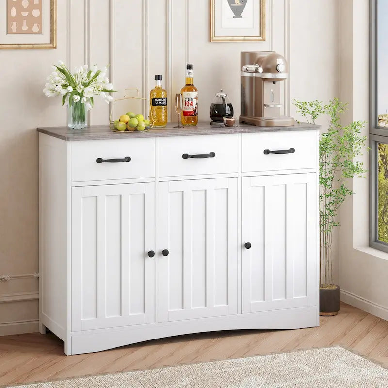 Buffet de ferme 42,5 po, armoire de rangement de cuisine en bois moderne avec étagère réglable