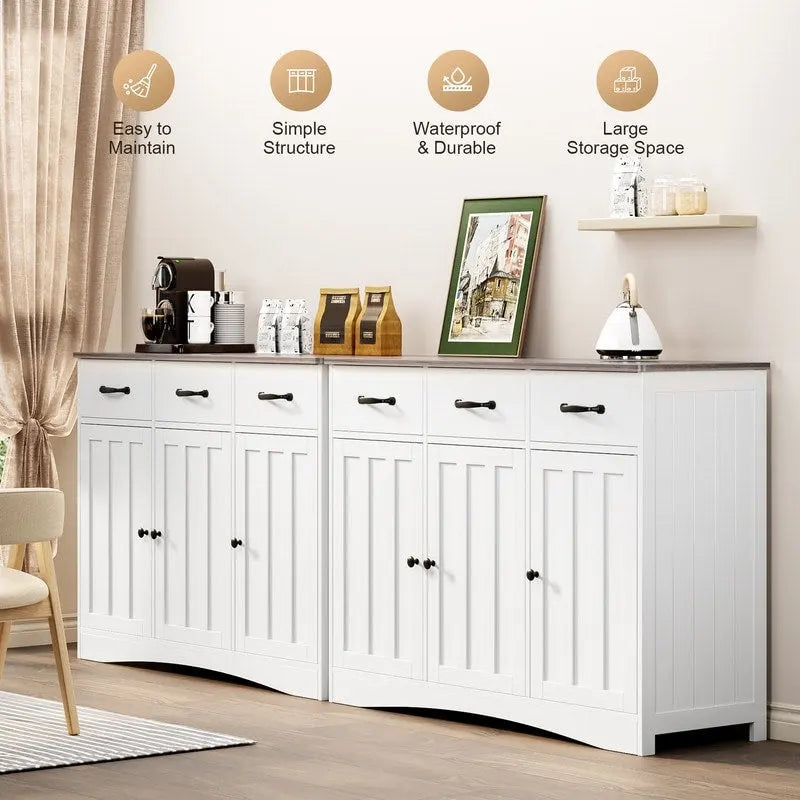 Buffet de ferme 42,5 po, armoire de rangement de cuisine en bois moderne avec étagère réglable
