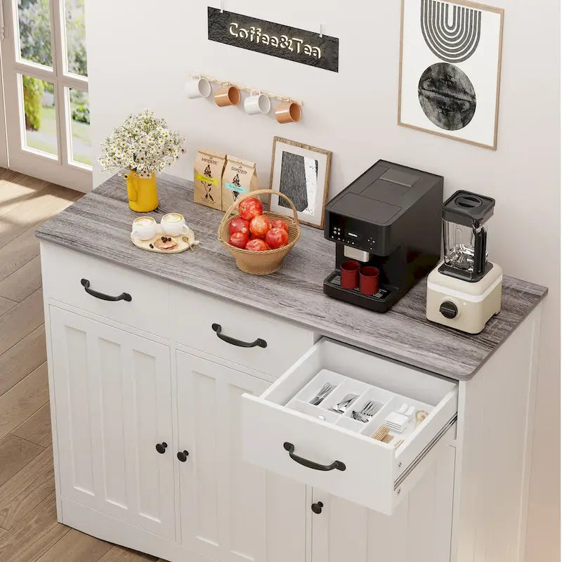 Buffet de ferme 42,5 po, armoire de rangement de cuisine en bois moderne avec étagère réglable