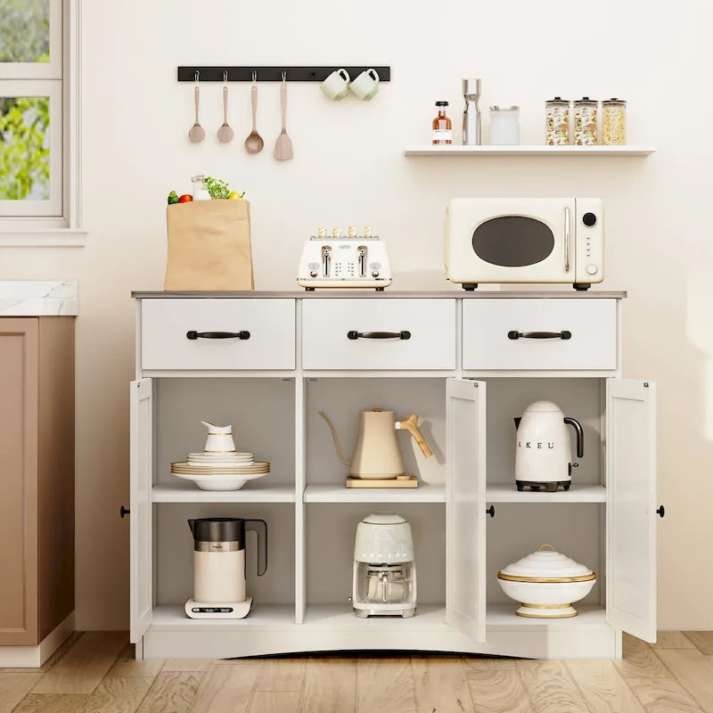 Buffet de ferme 42,5 po, armoire de rangement de cuisine en bois moderne avec étagère réglable