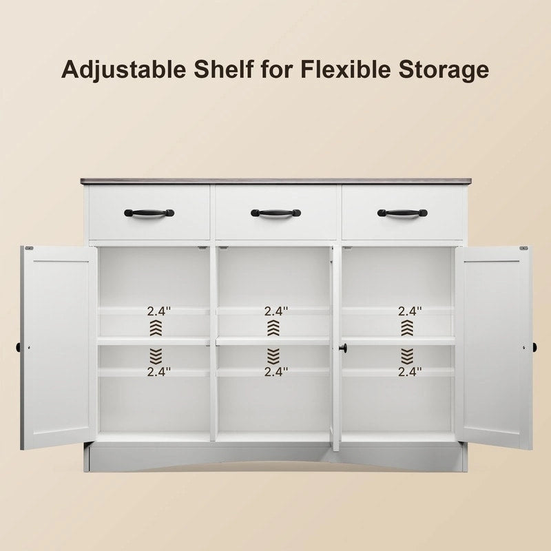 Buffet de ferme 42,5 po, armoire de rangement de cuisine en bois moderne avec étagère réglable
