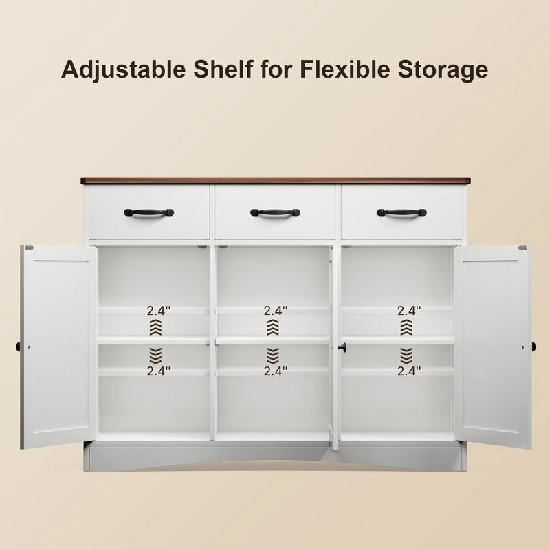 Buffet de ferme 42,5 po, armoire de rangement de cuisine en bois moderne avec étagère réglable