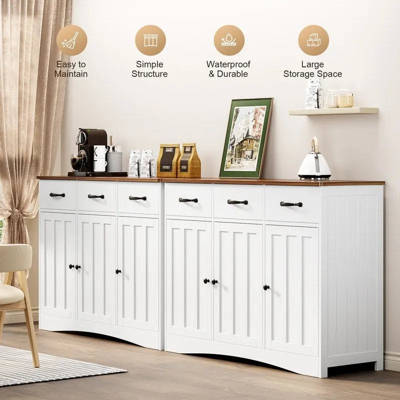 Buffet de ferme 42,5 po, armoire de rangement de cuisine en bois moderne avec étagère réglable
