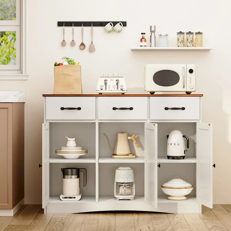 Buffet de ferme 42,5 po, armoire de rangement de cuisine en bois moderne avec étagère réglable