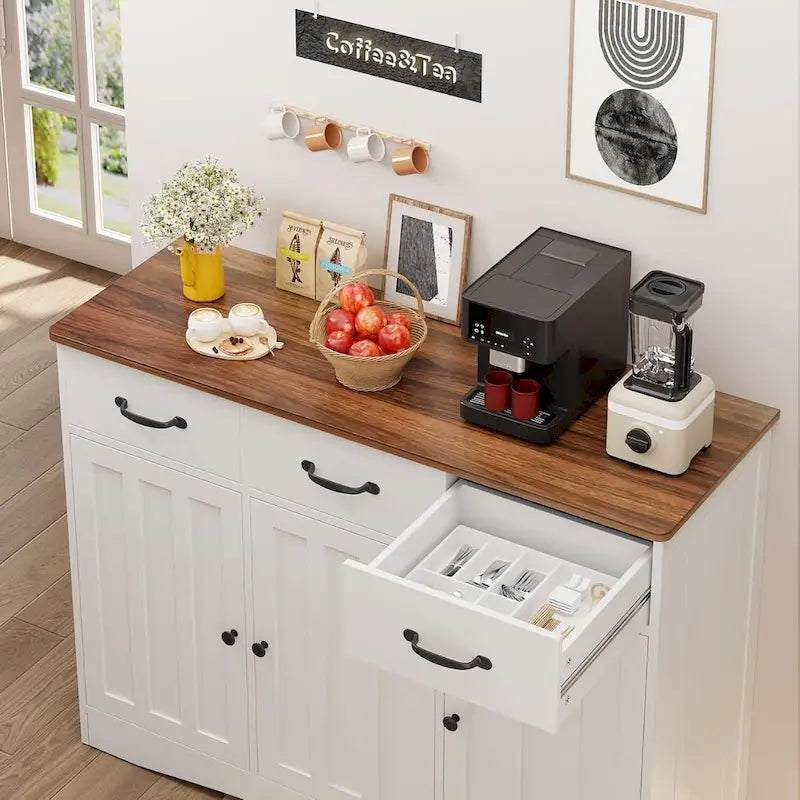 Buffet de ferme 42,5 po, armoire de rangement de cuisine en bois moderne avec étagère réglable