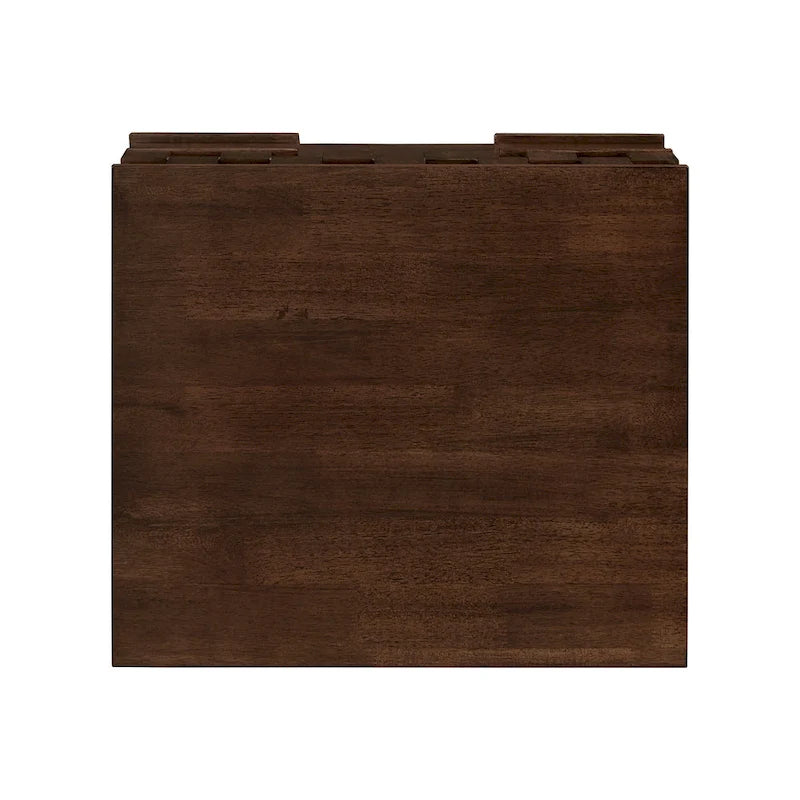 Table de chevet 2 tiroirs style Mid-Century Modern, finition marron, hévéa et acacia