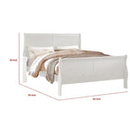Lit traîneau Queen Size avec tête de lit minimaliste, finition bois blanc classique